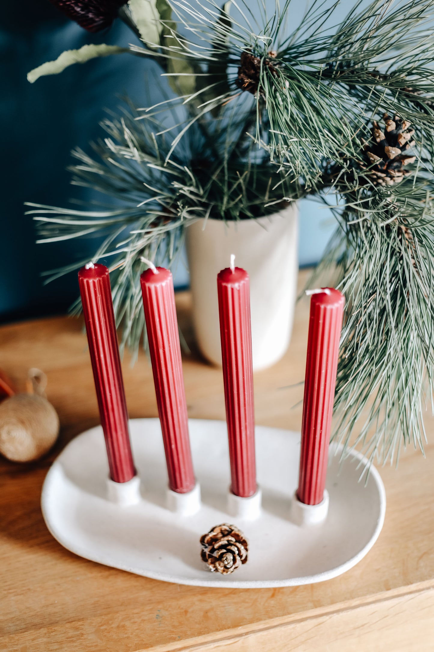 Ovaler Kerzenhalter aus Keramik – handgefertigt in Südspanien